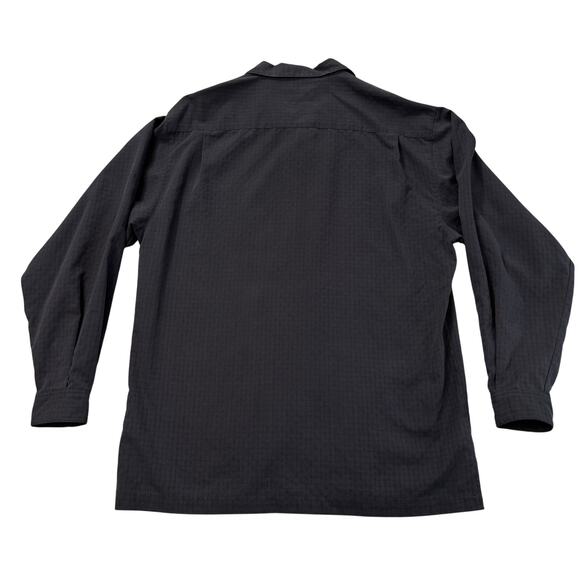 Bungalow Dress Shirt Mens M Button Up Long Sleeve Charcoal Plaid Vented Collared - Picture 2 of 7